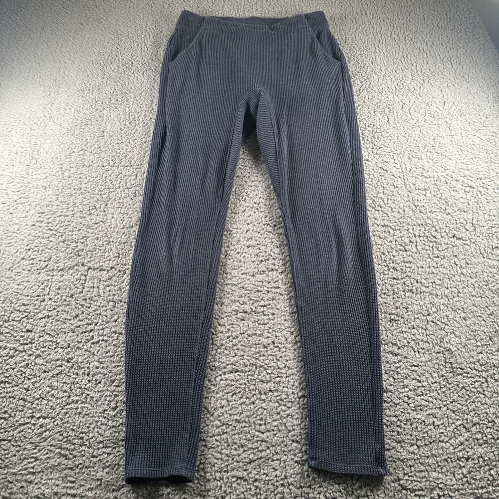 Lunya Restore Thermal Leggings Womens S Navy Waffle‎ Knit Lounge Pocket Casual